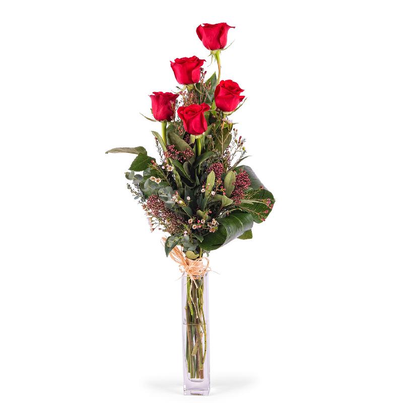 Bouquet de fleurs 5 Long-stemmed Red Roses Bouquet de fleurs 5 Long-stemmed Red Roses
