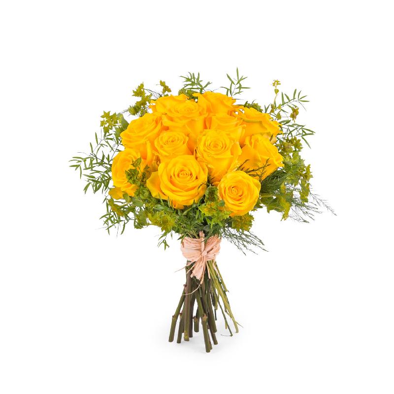 Bouquet de fleurs 12 Short-stemmed Yellow Roses Bouquet de fleurs 12 Short-stemmed Yellow Roses