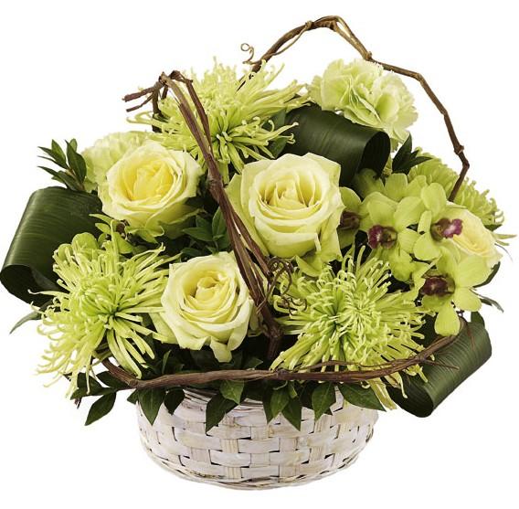 Bouquet de fleurs Vanila and Mint in a Basket