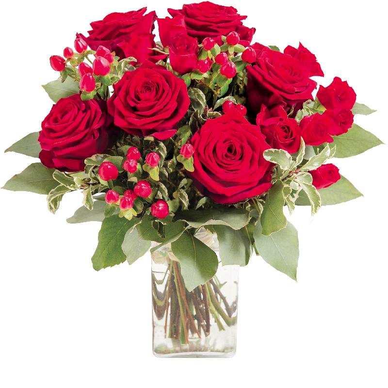 Bouquet de fleurs Bouquet of red roses "Evita"