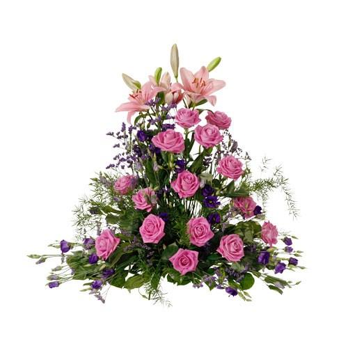 Bouquet de fleurs High funeral arrangement, Rosa-Lila