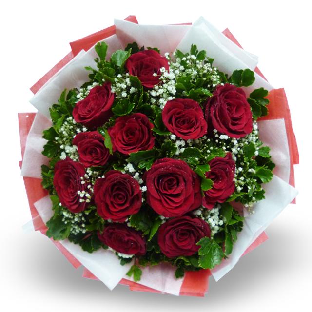 Bouquet de fleurs 12 Red Roses Wrapped