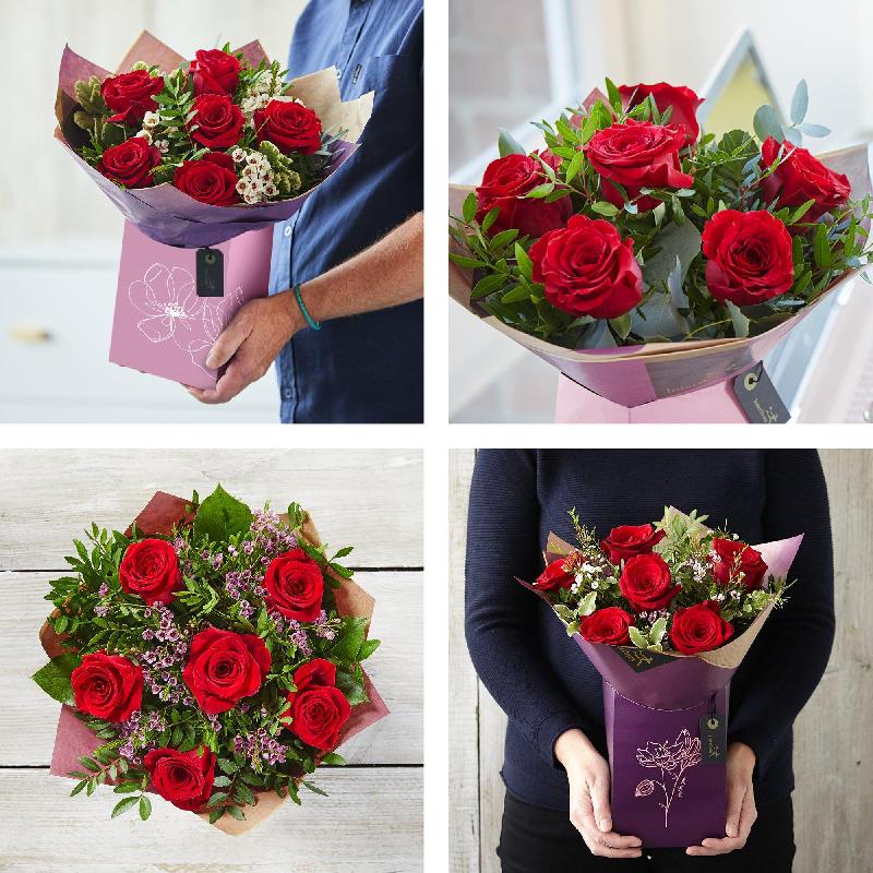 Bouquet de fleurs Valentine's 6 Red Rose Gift Box