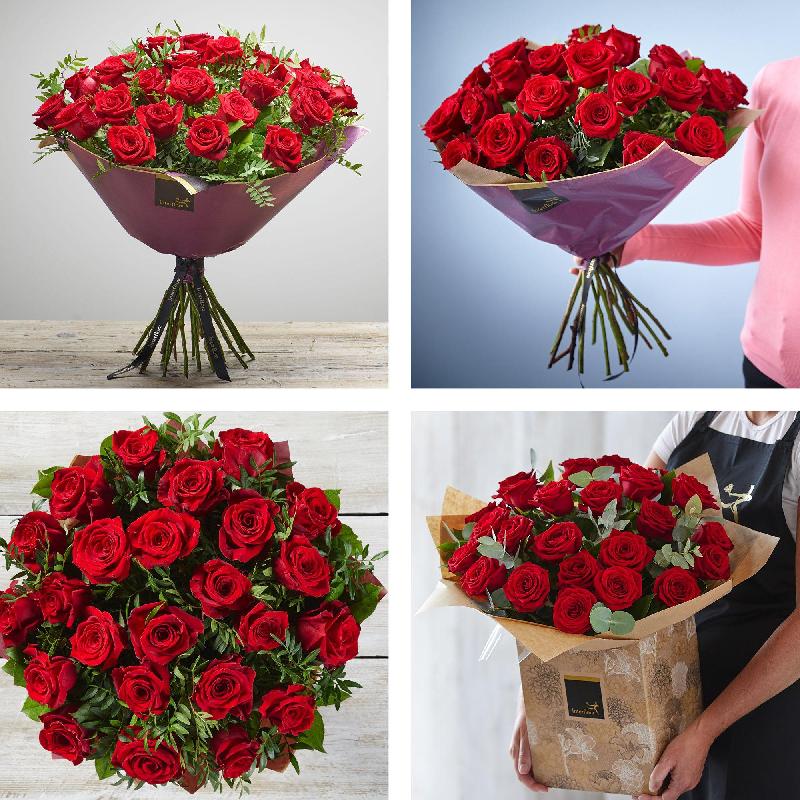 Bouquet de fleurs Valentine's 24 Red Rose Hand-tied