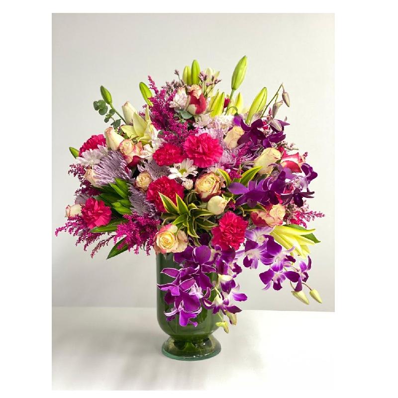 Bouquet de fleurs Extra large polychromatic PREMIUM - Vase included