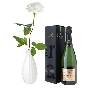 Fleurs et cadeaux Rose blanche, son champagne Devaux Fleurs et cadeaux Rose blanche, son champagne Devaux Fête des Pères