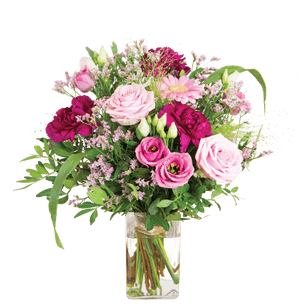 Bouquet de fleurs Bois de rose et son vase offert Remerciements