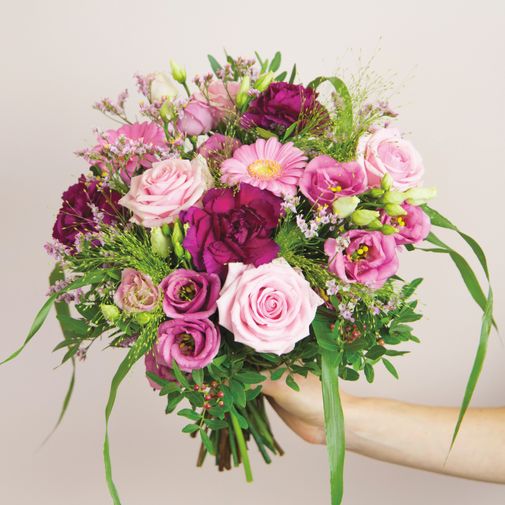 Bouquet de fleurs Bois de rose et son vase offert