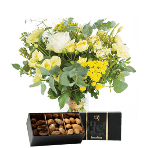Bouquet de fleurs Cristal et ses amandes au chocolat Fleur jaune