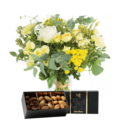 Bouquet de fleurs Cristal et ses amandes au chocolat