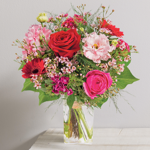Bouquet de fleurs Déclaration et son vase offert