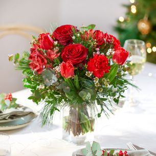 Magie de Noël et son vase offert Bouquet de fleurs Magie de Noël et son vase offert