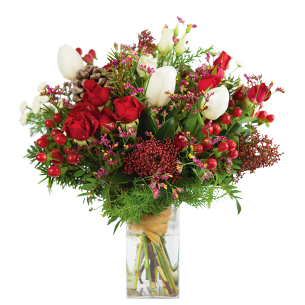 Magie de noël et son vase offert Bouquet de fleurs Magie de noël et son vase offert