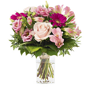 Bouquet de fleurs La vie en rose et son vase offert Bouquet de fleurs La vie en rose et son vase offert Anniversaire