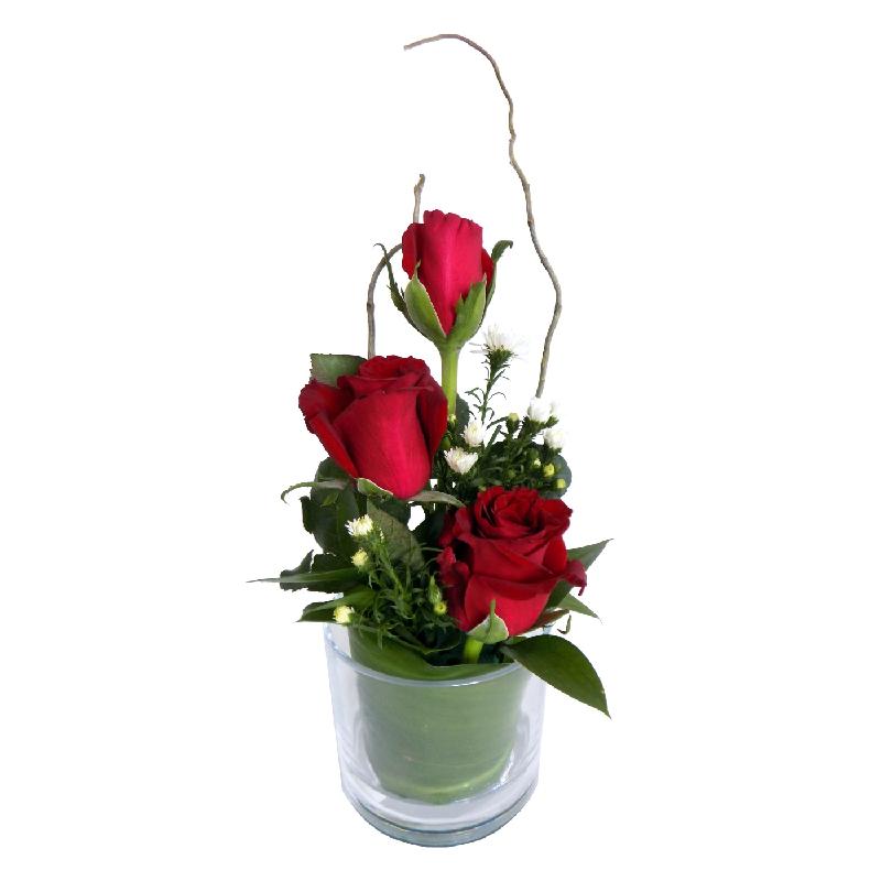 Bouquet de fleurs Three Rose Glass Red