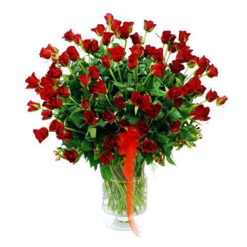 Bouquet de fleurs 100 Red Roses in Vase