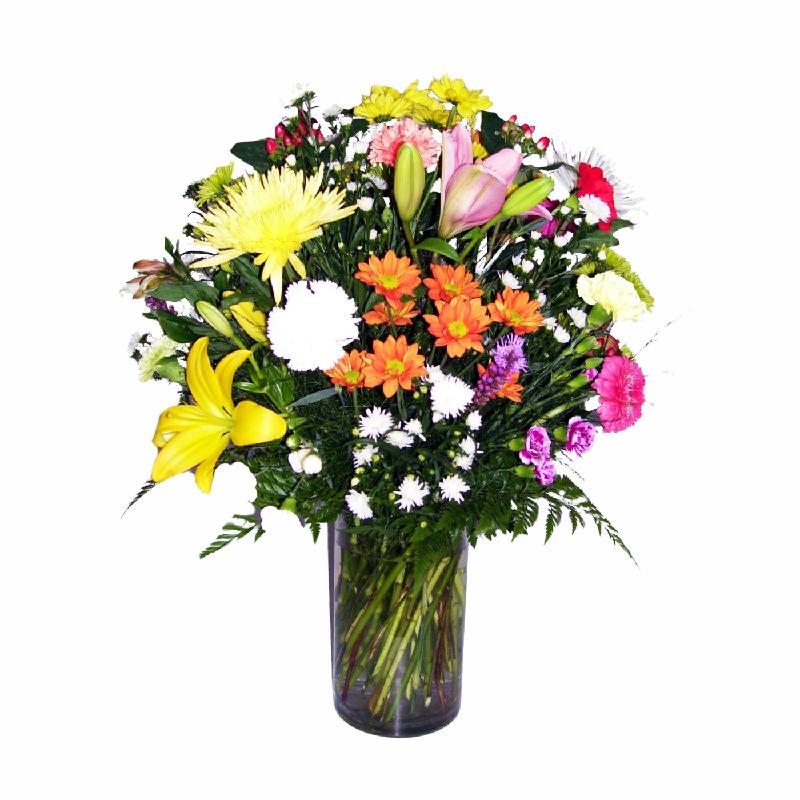Bouquet de fleurs Bright & Beautiful (glass vase included)
