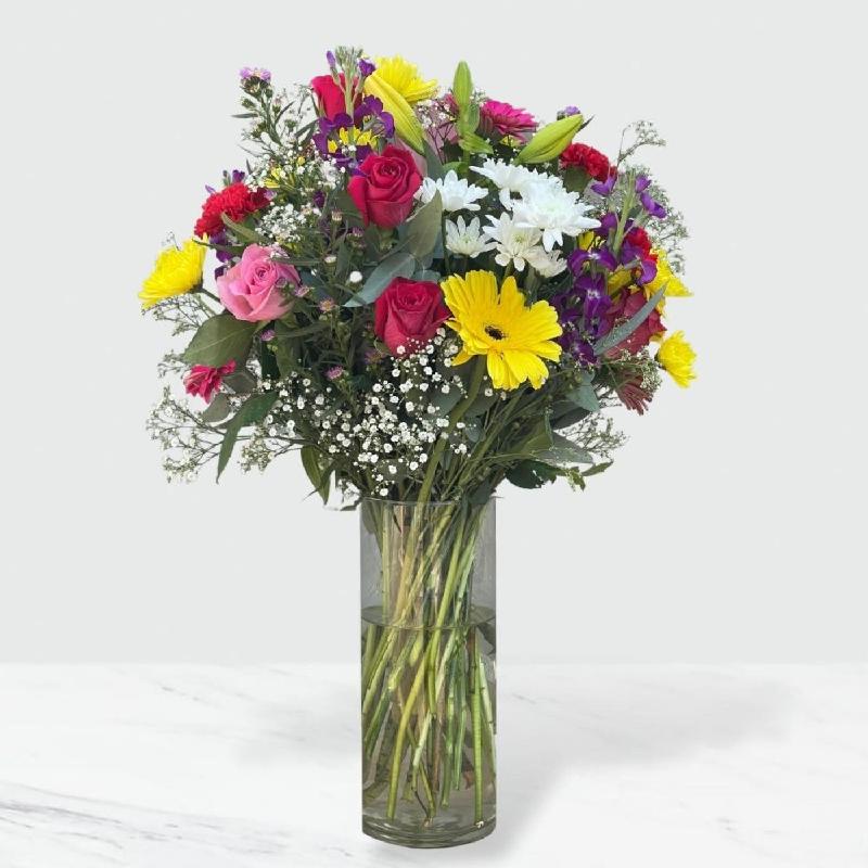 Bouquet de fleurs Bright and Beautiful (glass vase included)