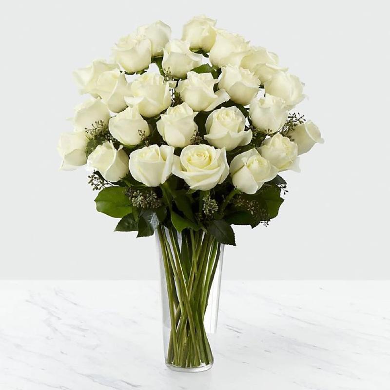 Bouquet de fleurs 24 White Roses in Vase