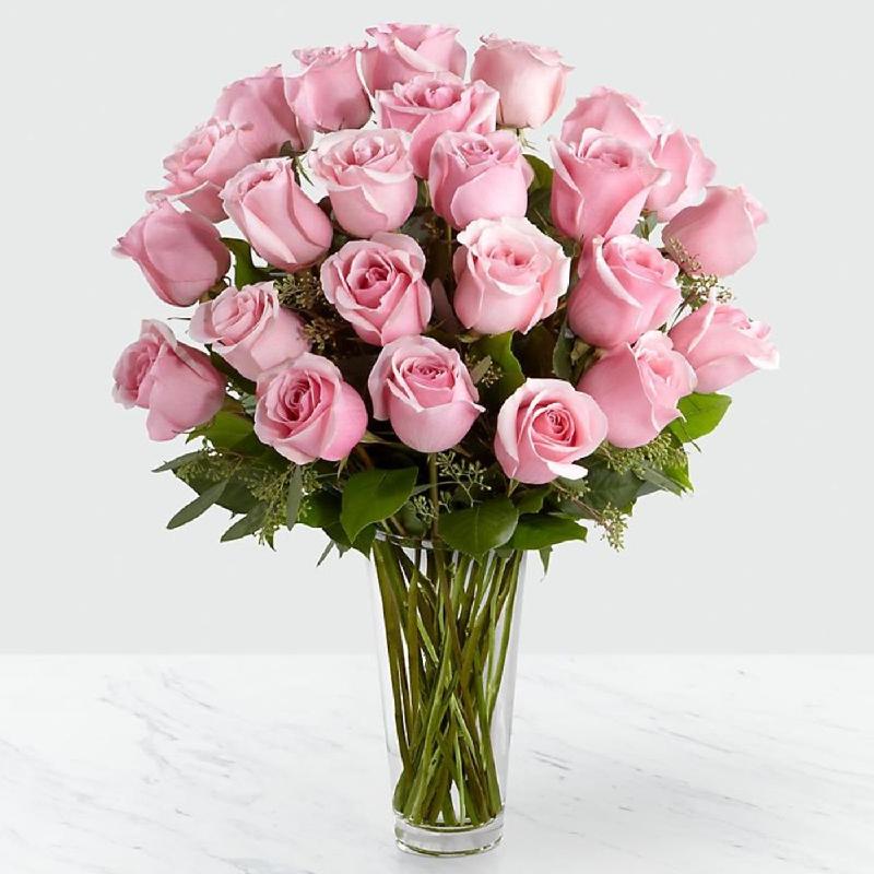 Bouquet de fleurs 24 Pink Roses in Vase