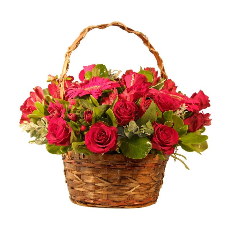 Bouquet de fleurs Ruby Red Basket